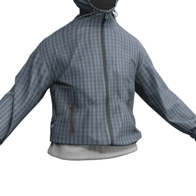 Navy Check Raincoat with Cap